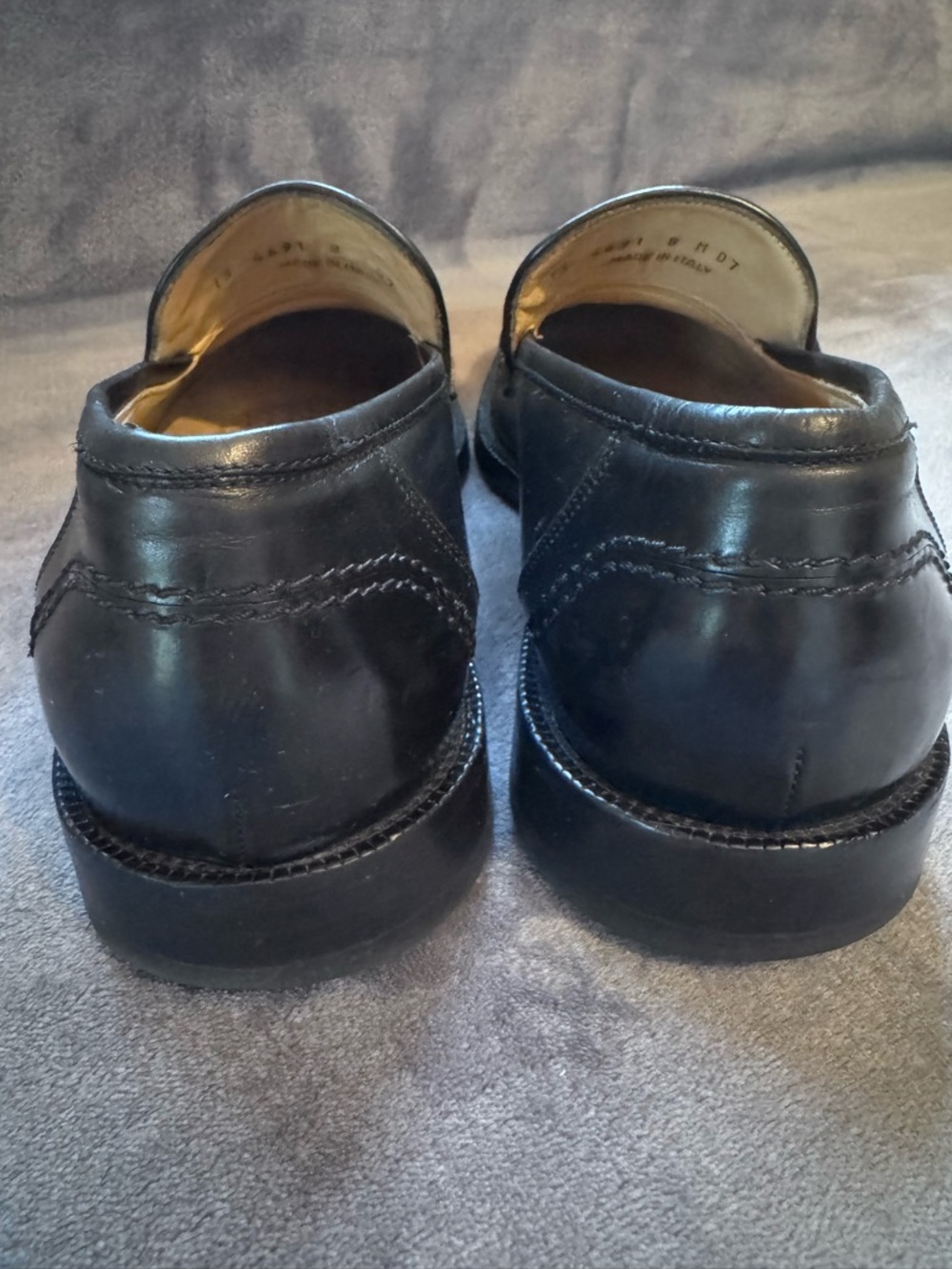 Johnston & Murphy Black Leather Penny Loafers - Sleek Dress Slip-Ons - Picture 7 of 13